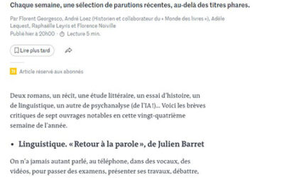 Retour à la parole dans Le Monde des livres