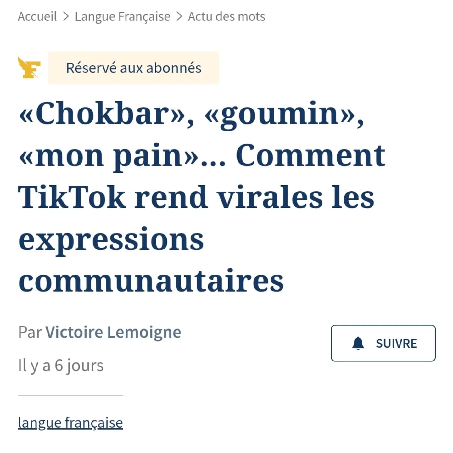 Interviewé sur les mots des jeunes par Le Figaro